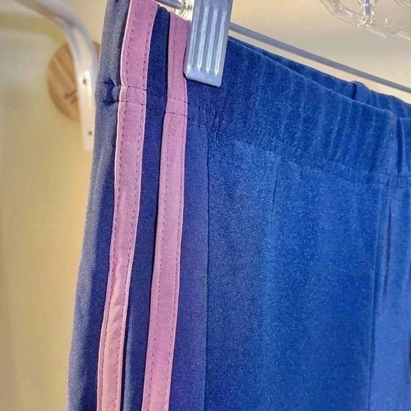 Carli Bybel x Missguided Navy with Pink Stripe Slinky Leggings Size US 6 - Picture 4 of 7